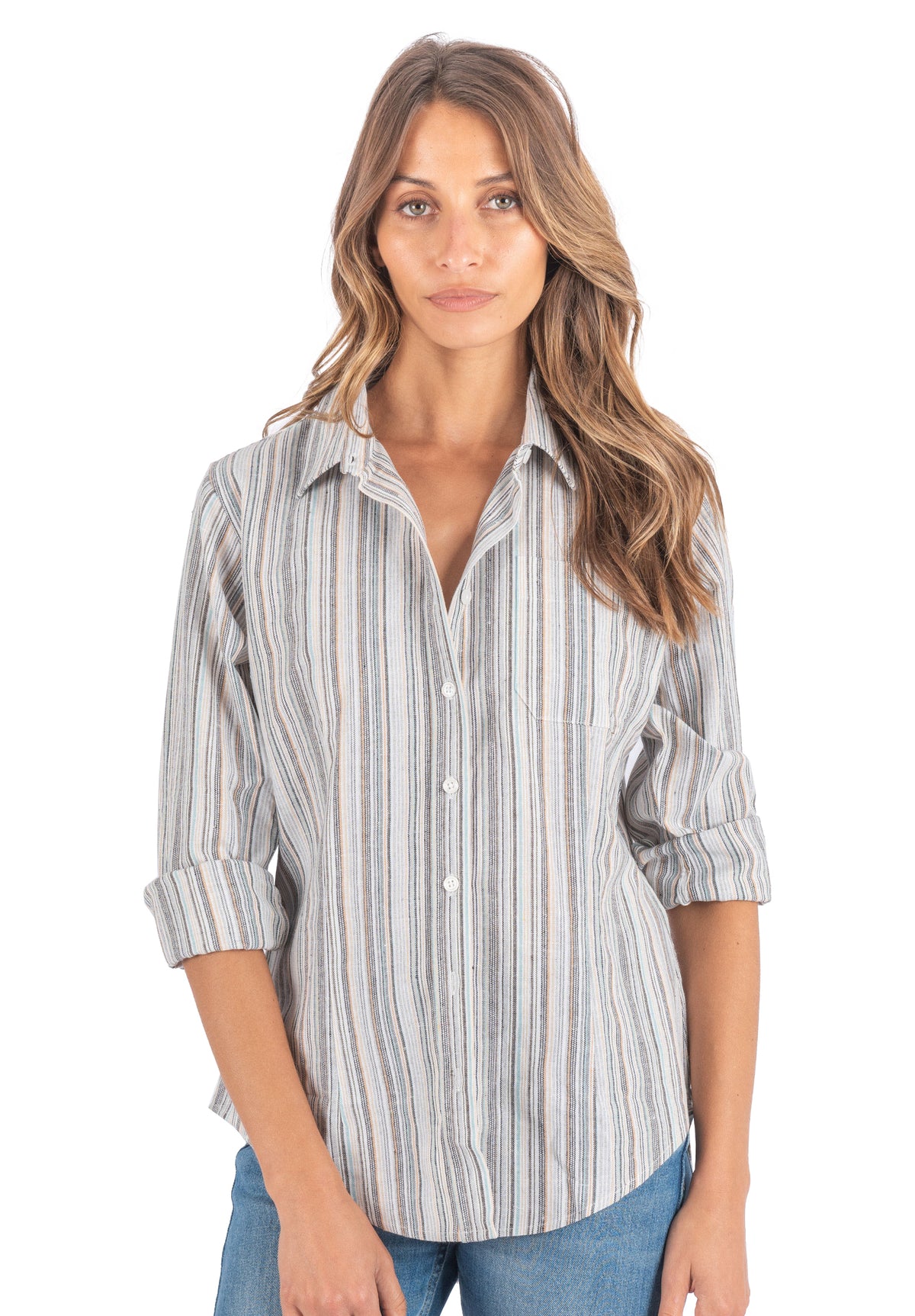 Iris Cold Stripes Classic Fit Linen Shirt
