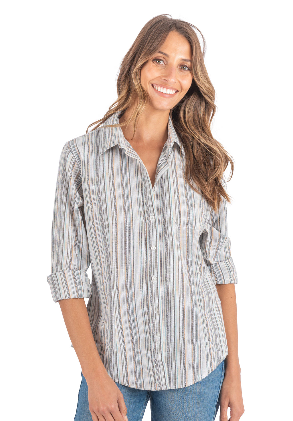 Iris Cold Stripes Classic Fit Linen Shirt