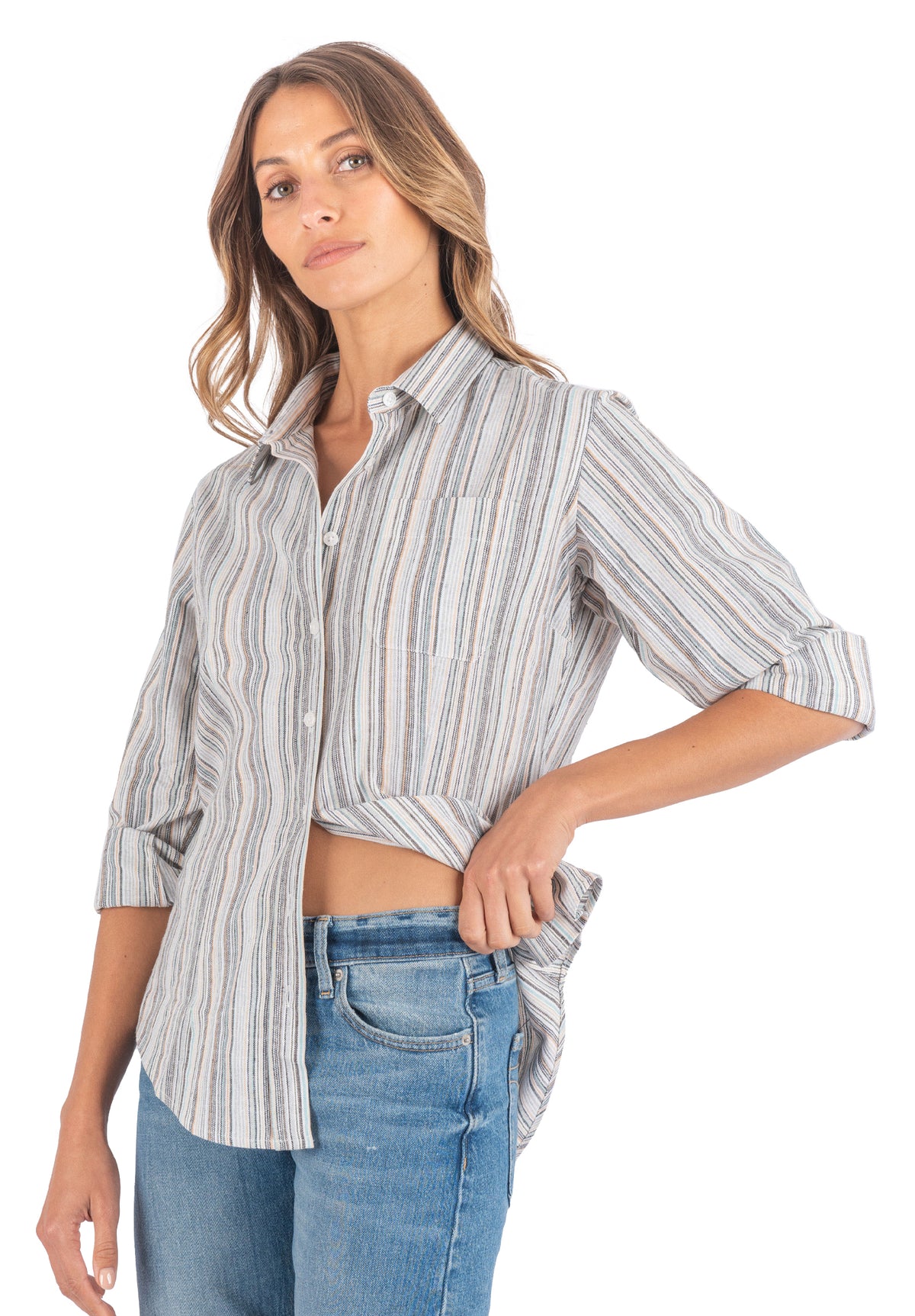 Iris Cold Stripes Classic Fit Linen Shirt