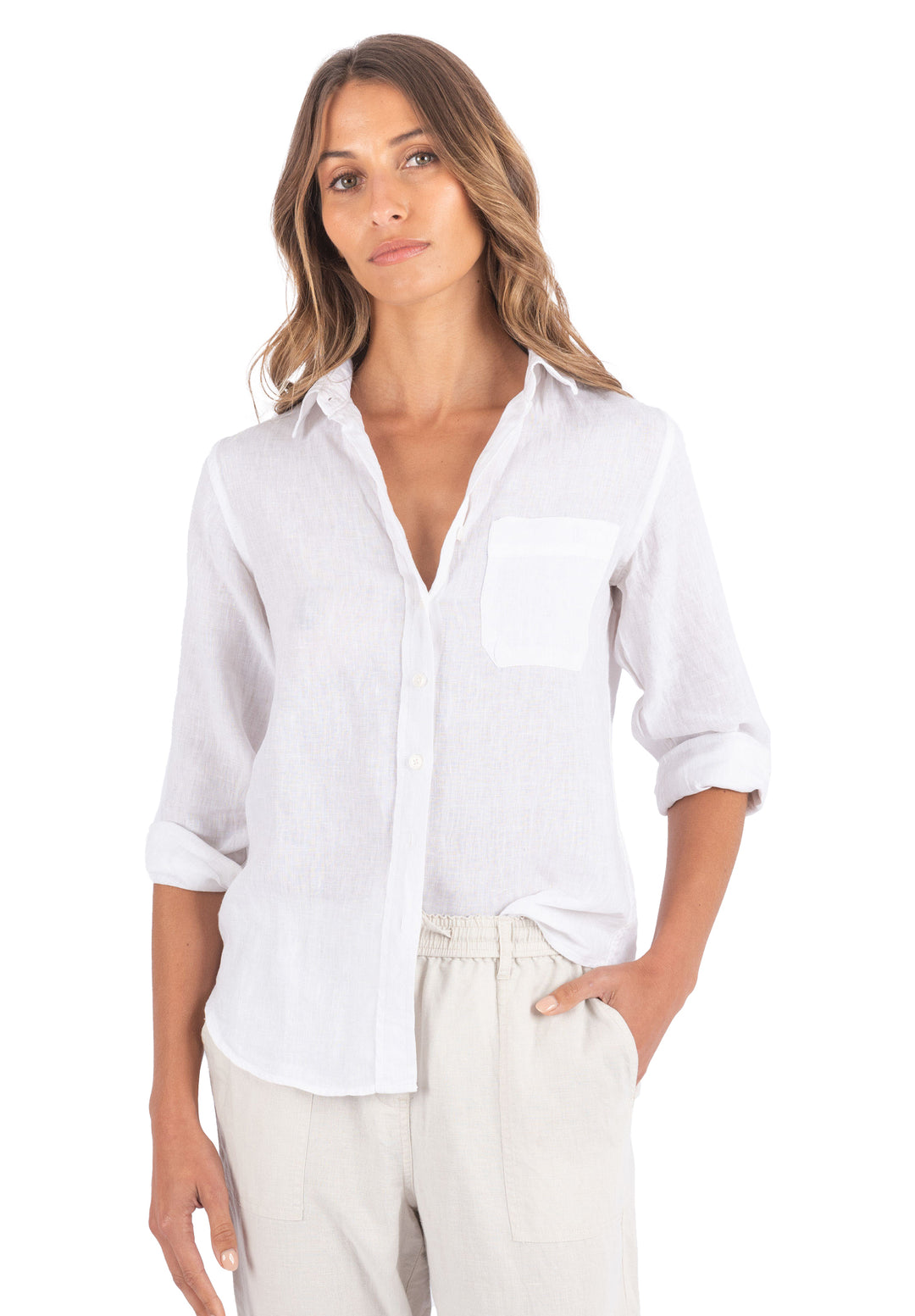 Iris White Linen Shirt