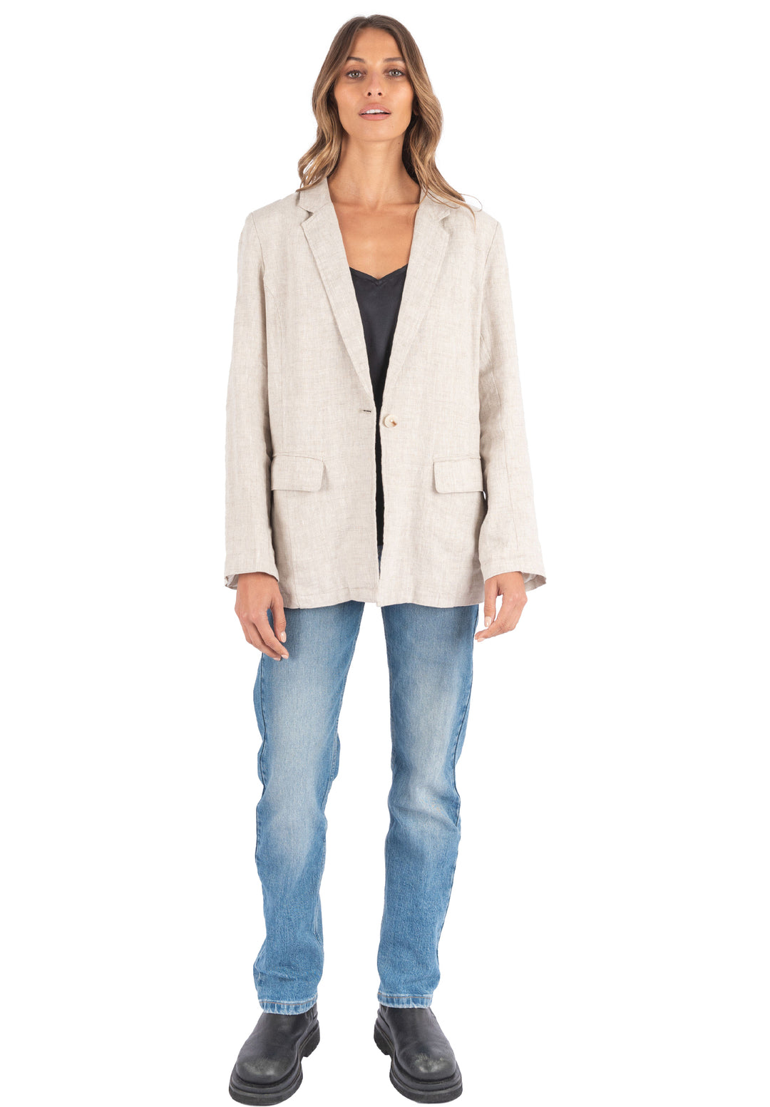 Jackie Natural Oversized Linen Blazer – CAMIXA