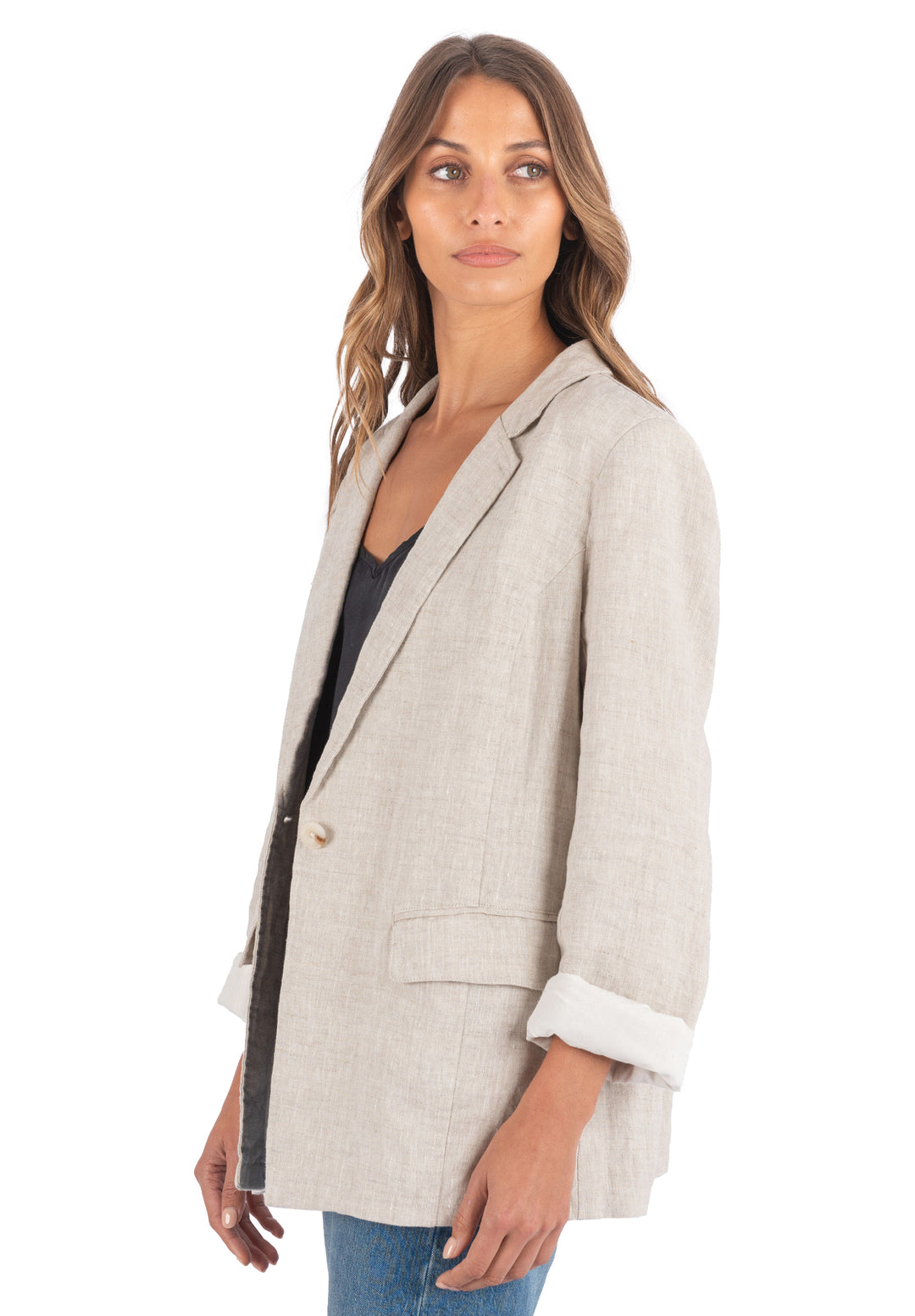 Jackie Natural Oversized Linen Blazer – CAMIXA