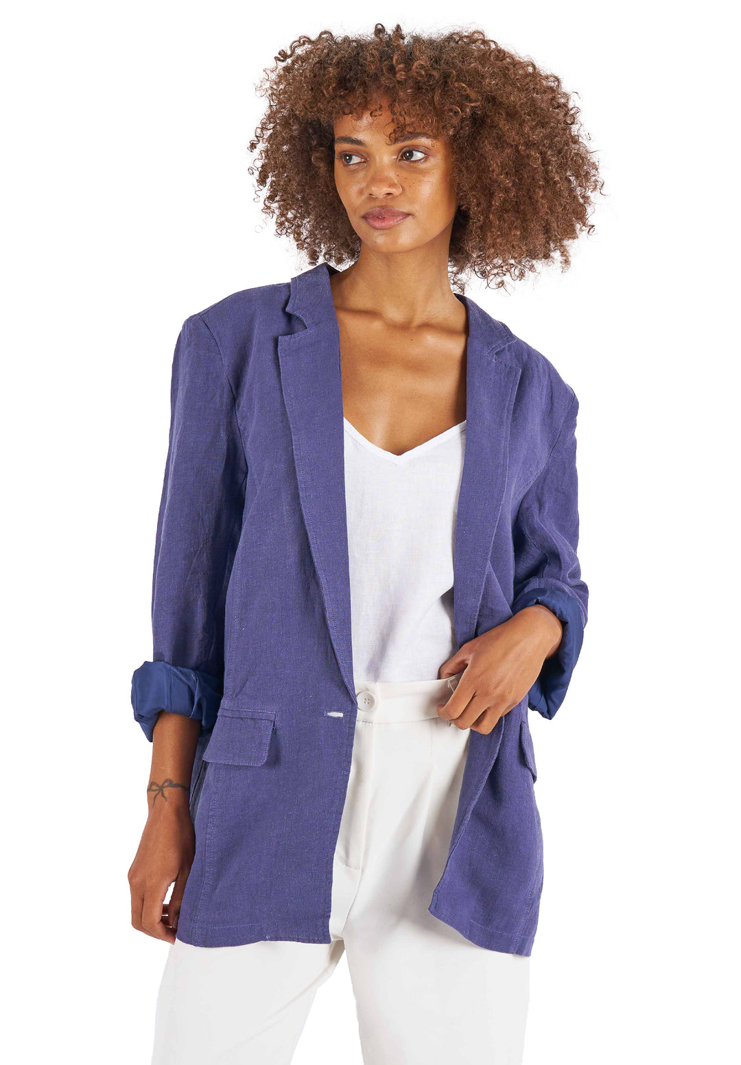 Jackie Blue Oversized Linen Blazer – CAMIXA