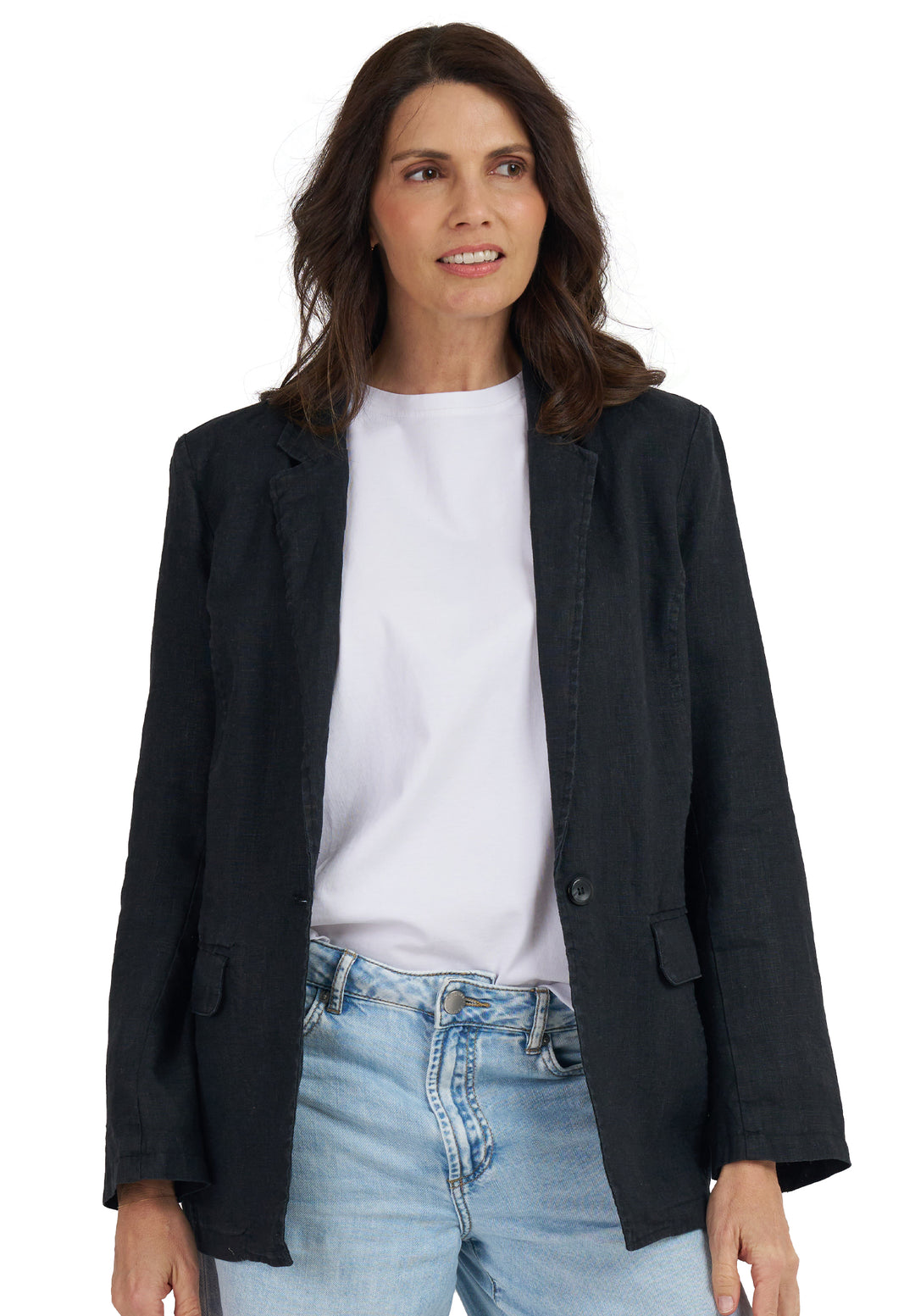 Jackie Black Oversized Linen Blazer