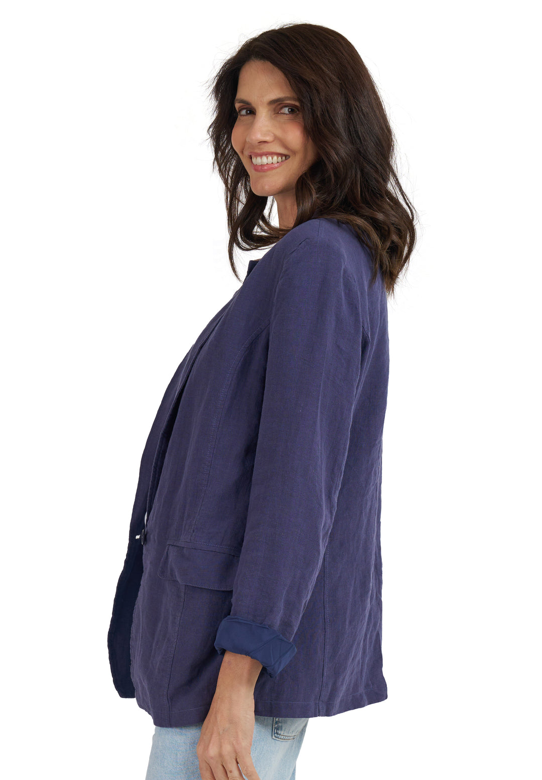 Jackie Blue Oversized Linen Blazer