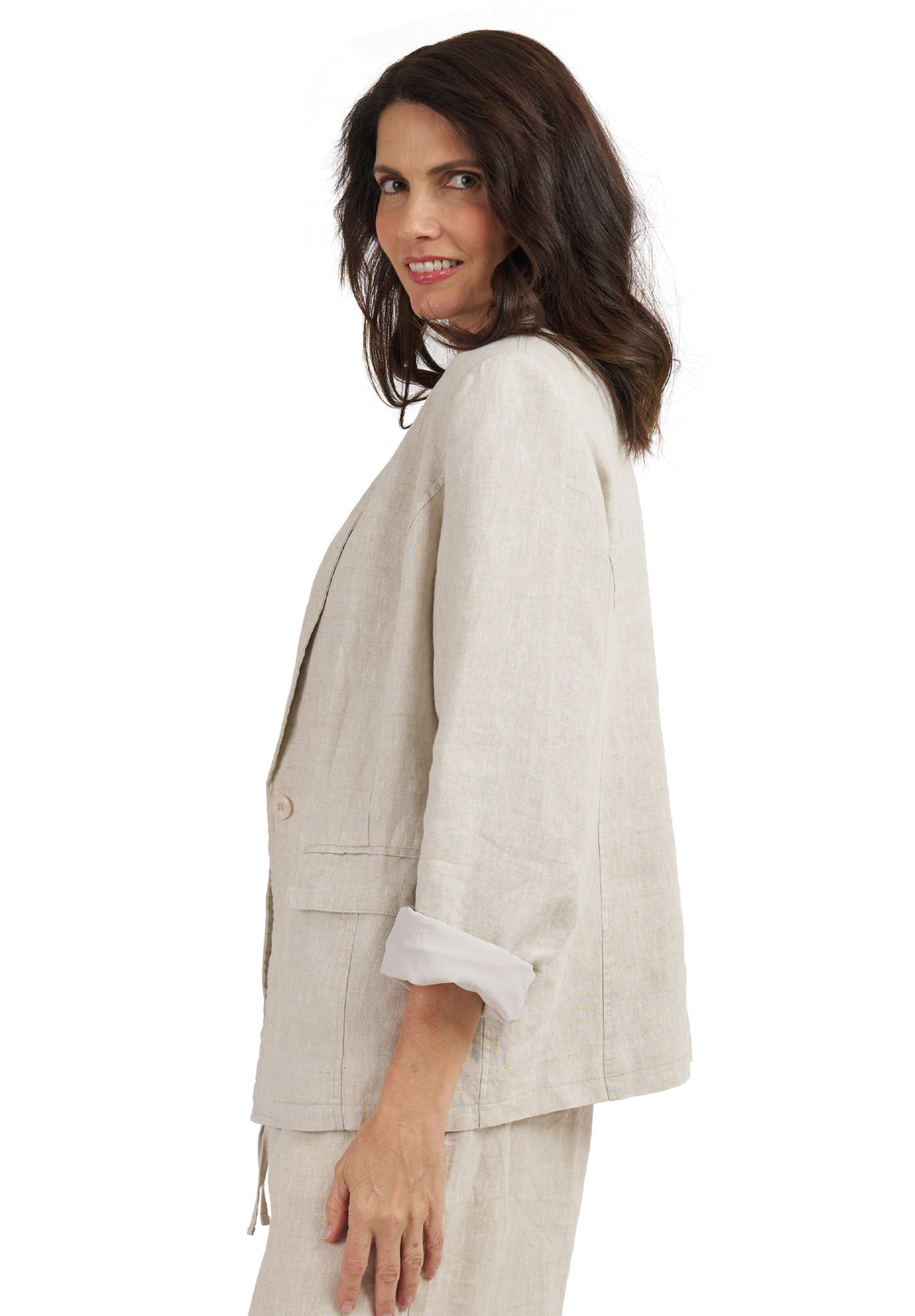 Jackie Natural Oversized Linen Blazer