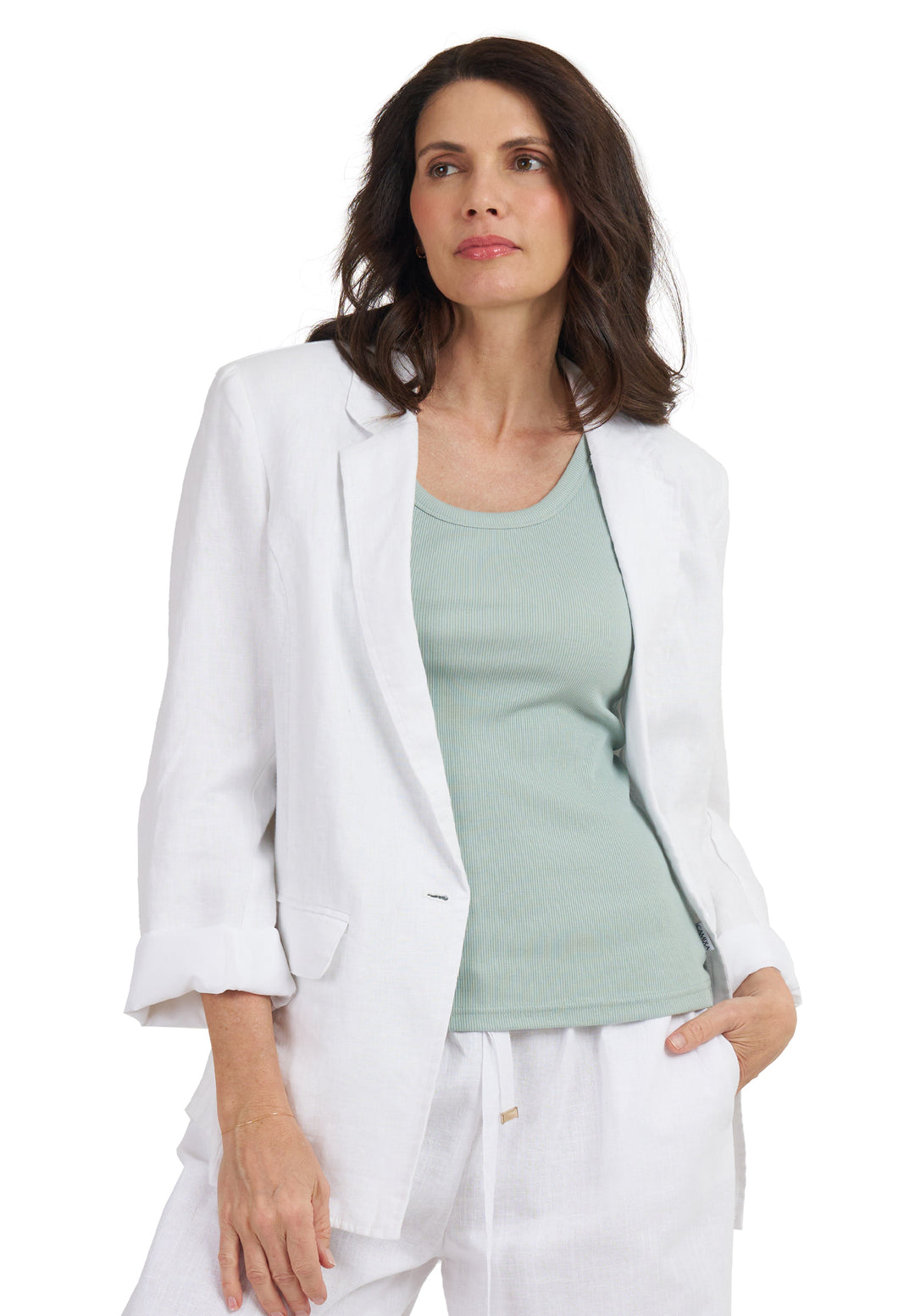 Jackie White Oversized Linen Blazer