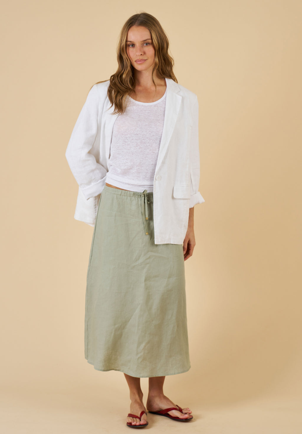 Tecla White Linen Jersey Tank Top