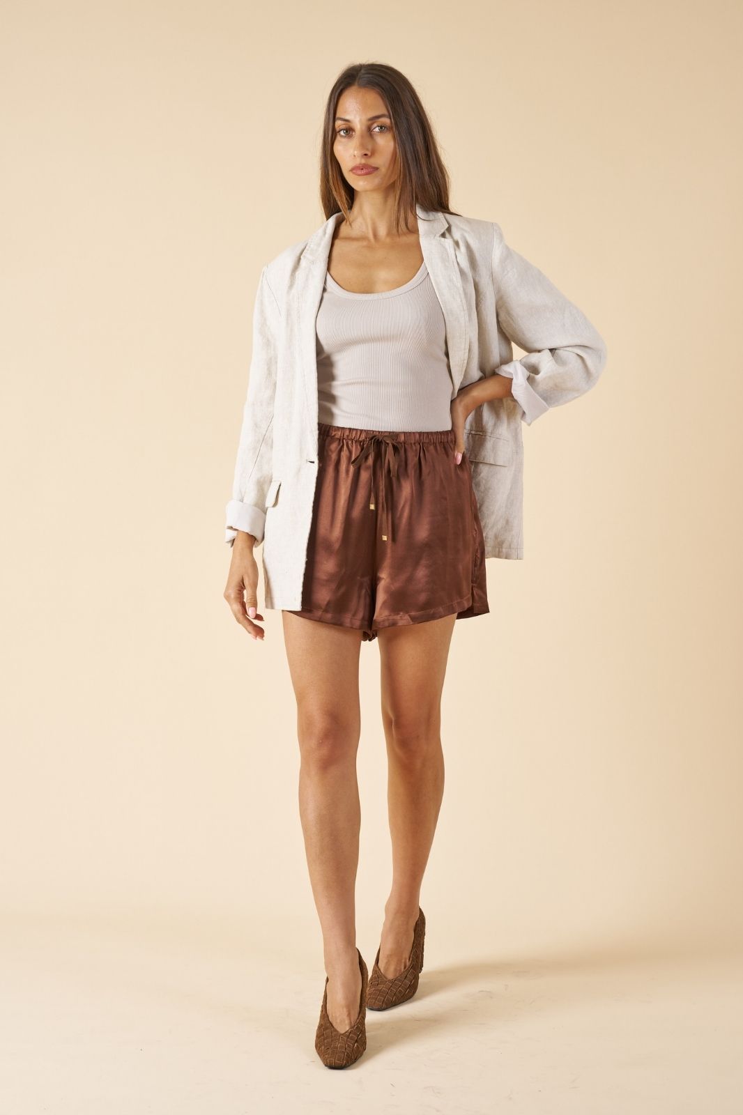 Jackie Natural Oversized Linen Blazer