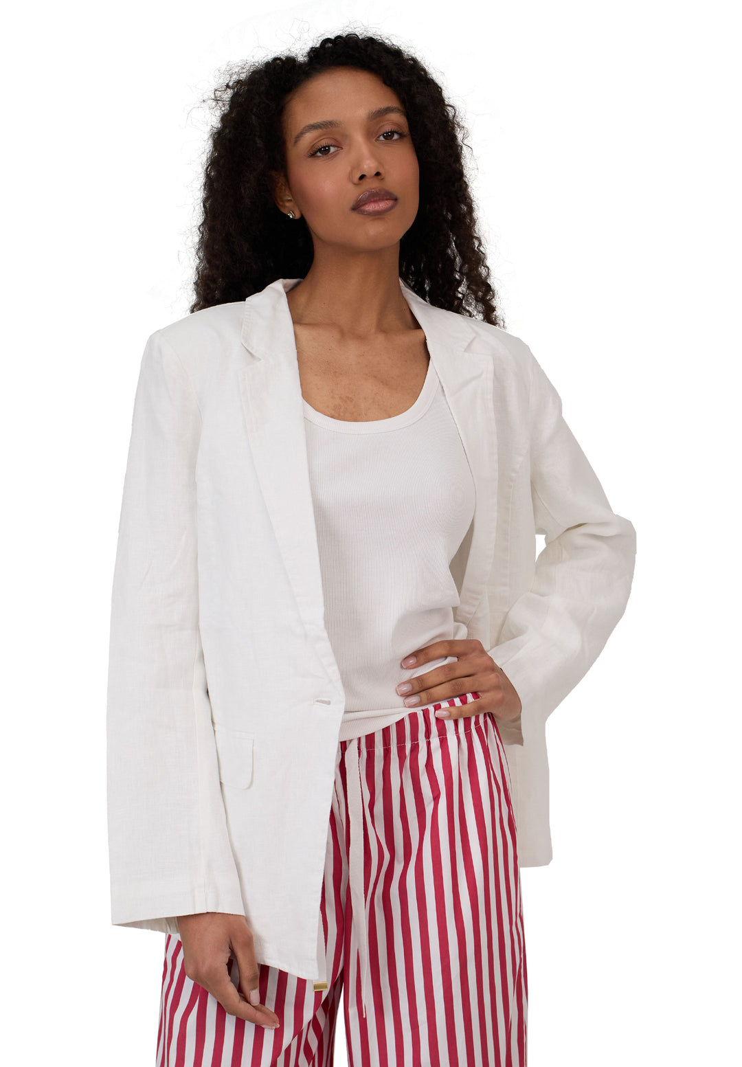 Jackie White Oversized Linen Blazer