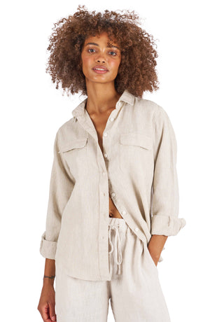 Lete-Linen Natural Classic Linen Shirt with Pockets