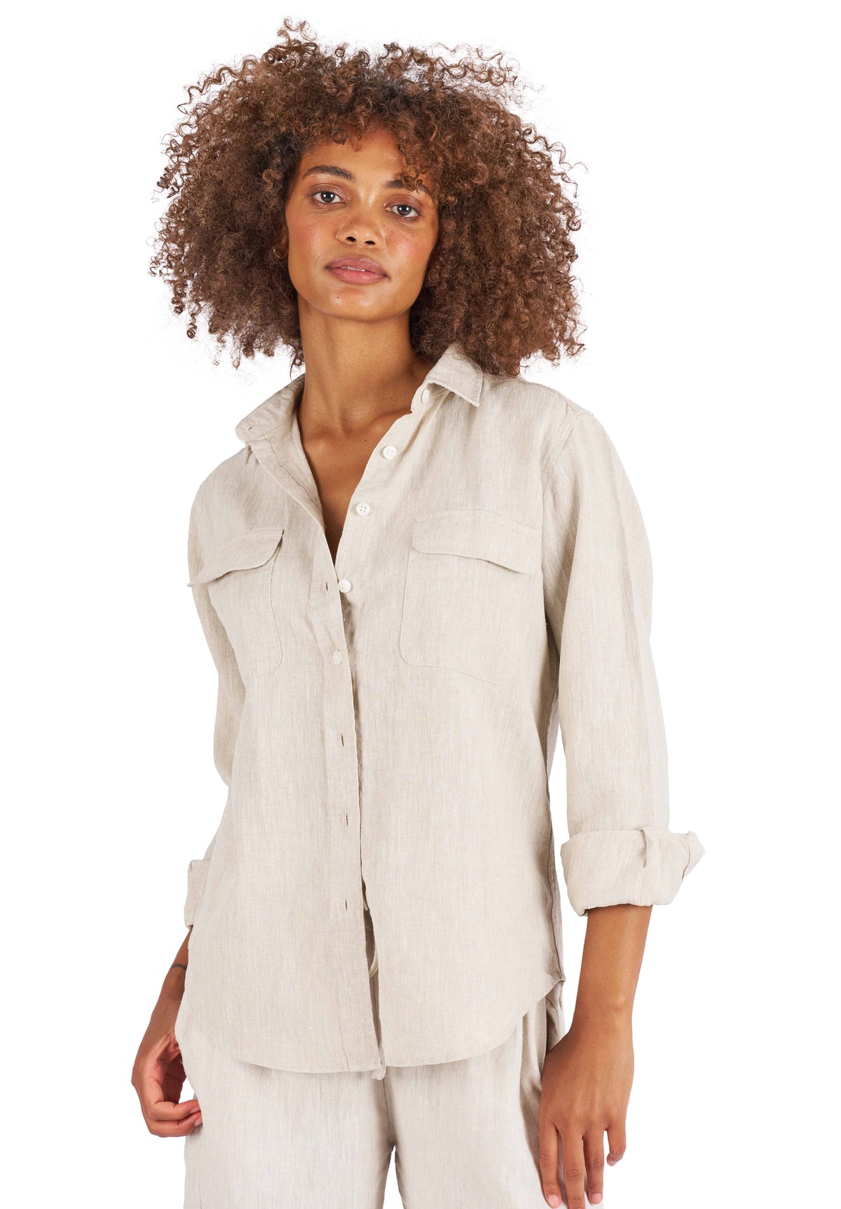 Lete-Linen Natural Classic Linen Shirt with Pockets