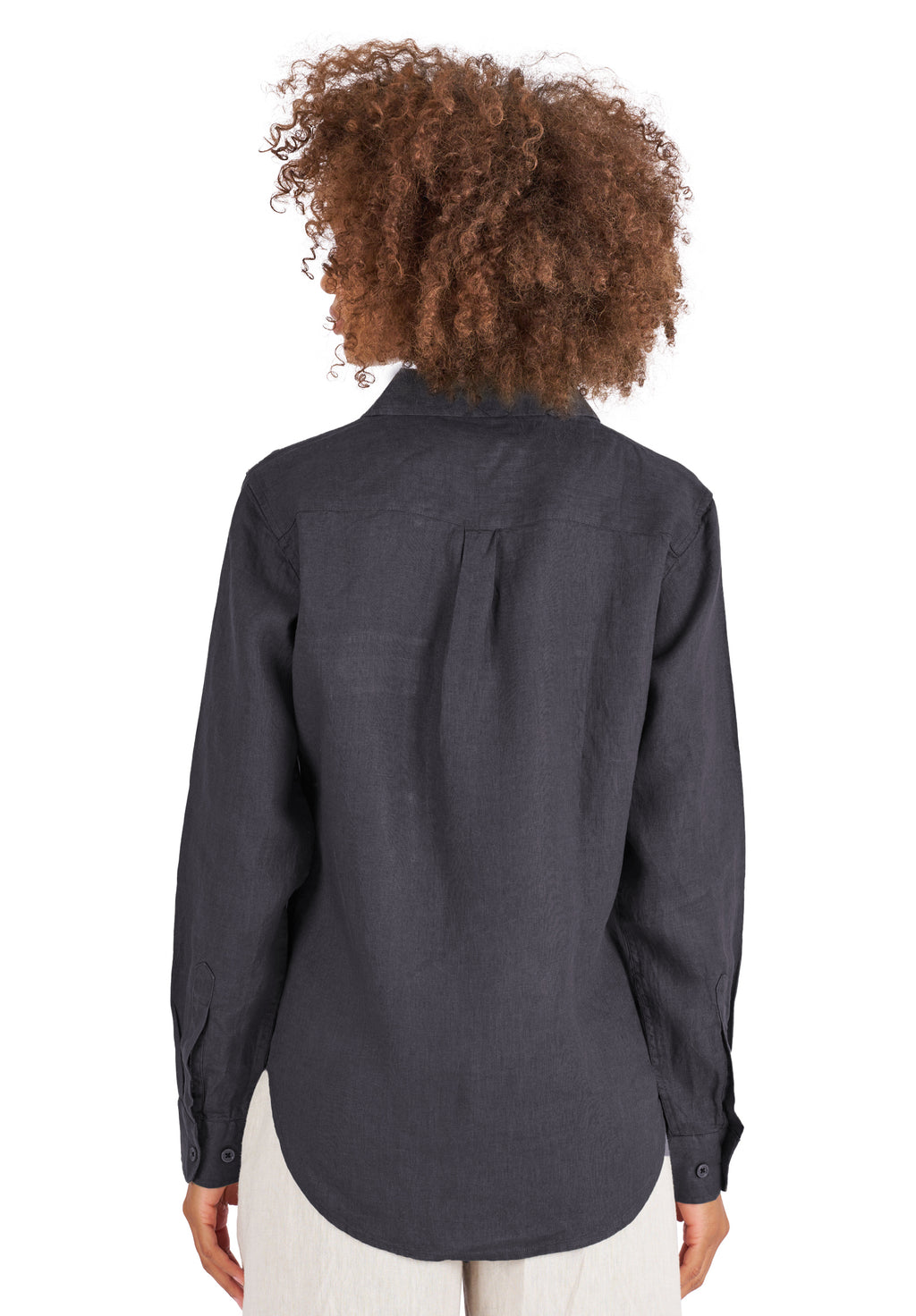 Lete-Linen Black Classic Linen Shirt with Pockets