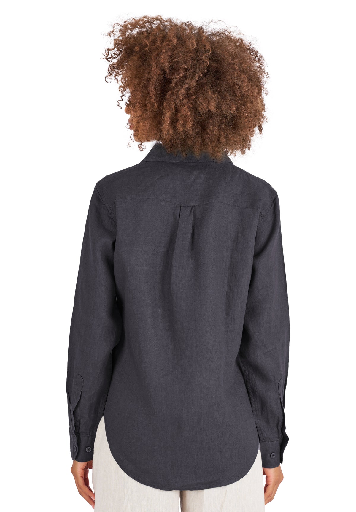 Lete-Linen Black Classic Linen Shirt with Pockets