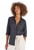 Lete-Linen Black Classic Linen Shirt with Pockets