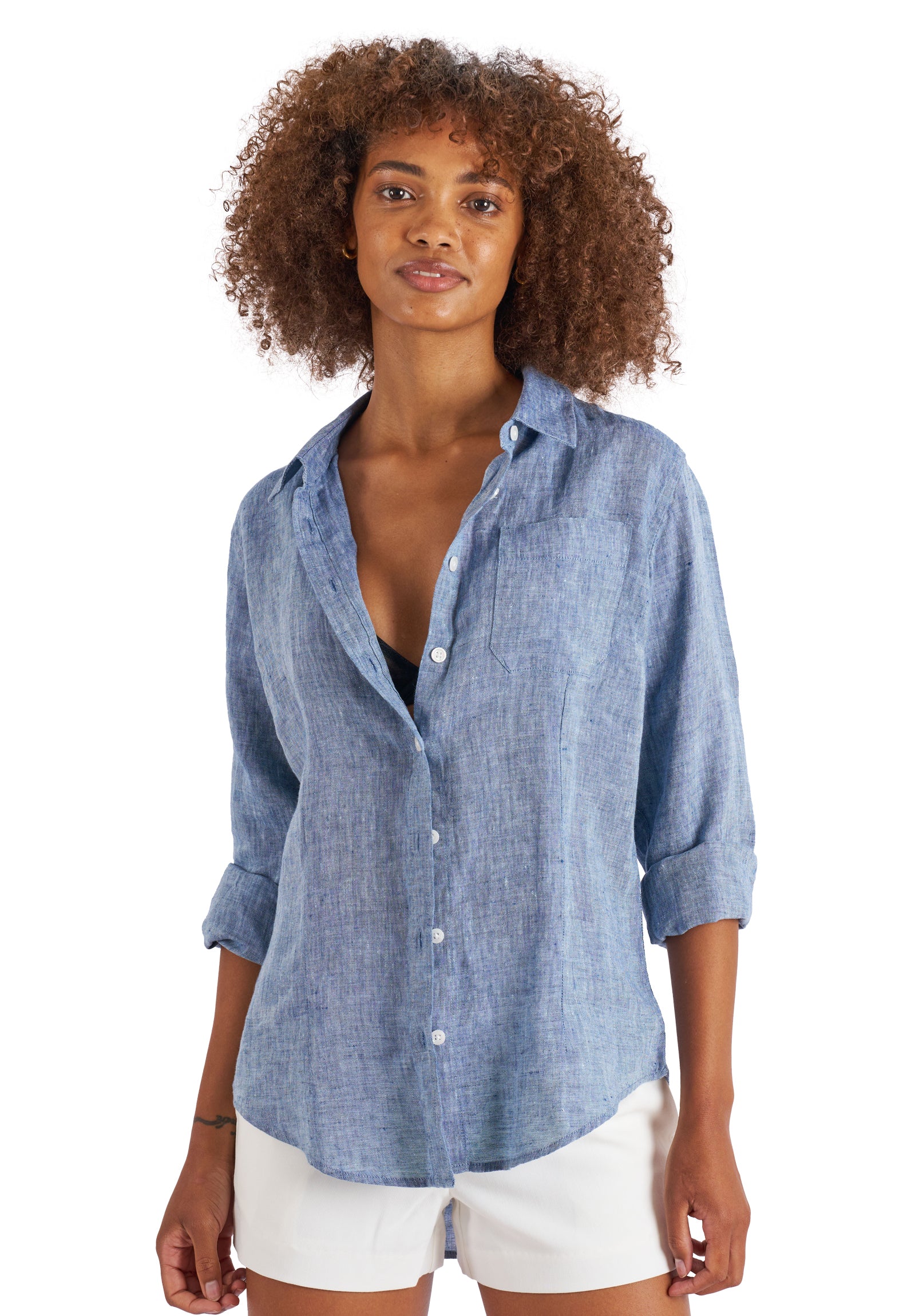 Bria A-line Linen Shirt in Flesh