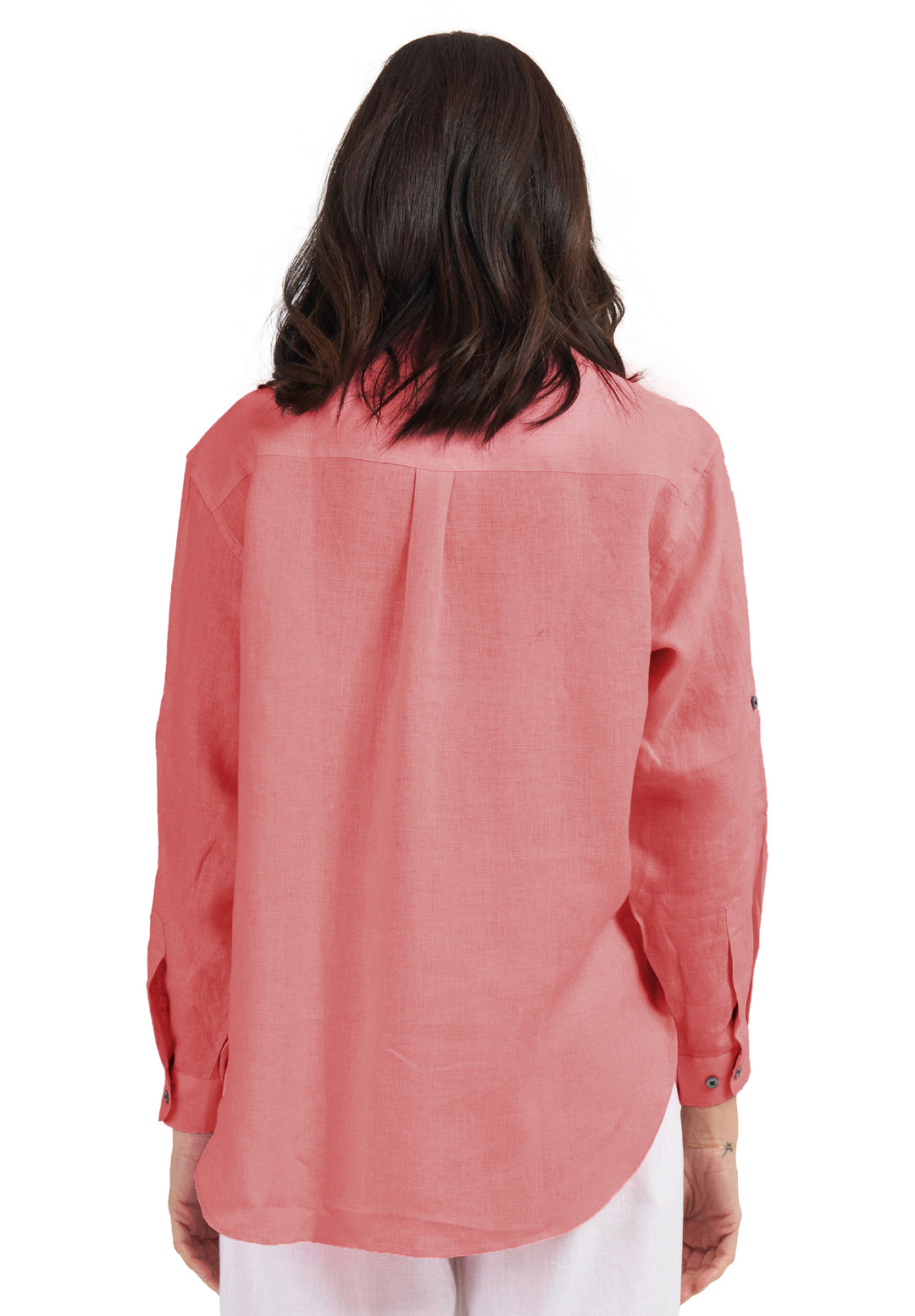 Luna Pink Oversized Linen Shirt with Pockets