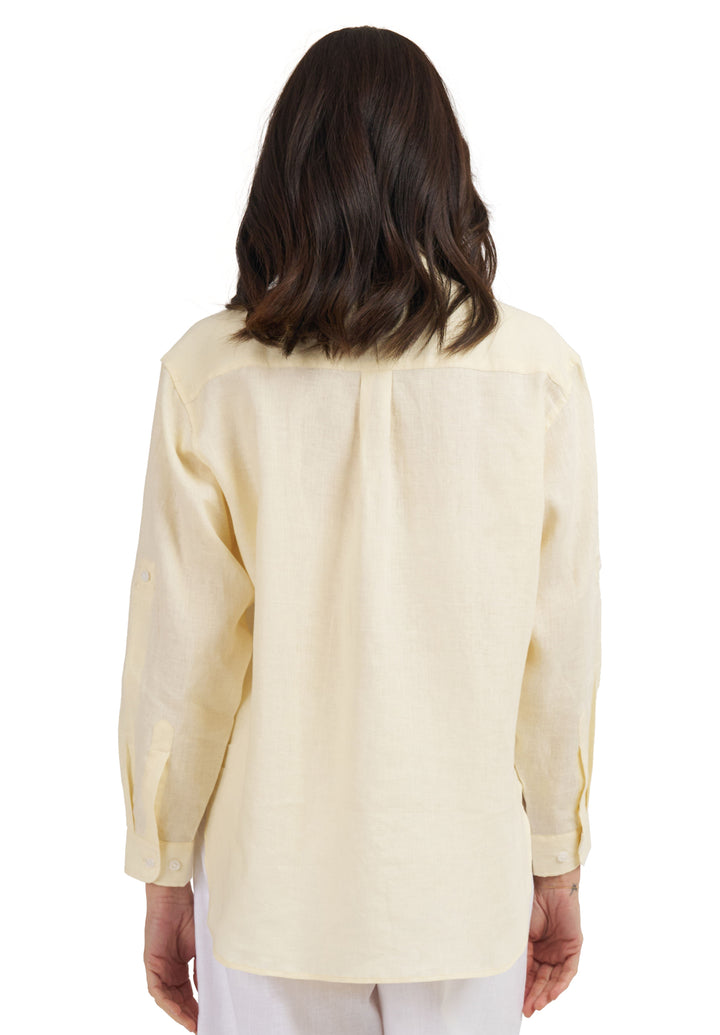 Luna Yellow Limoncello Oversized Linen Shirt with Pockets