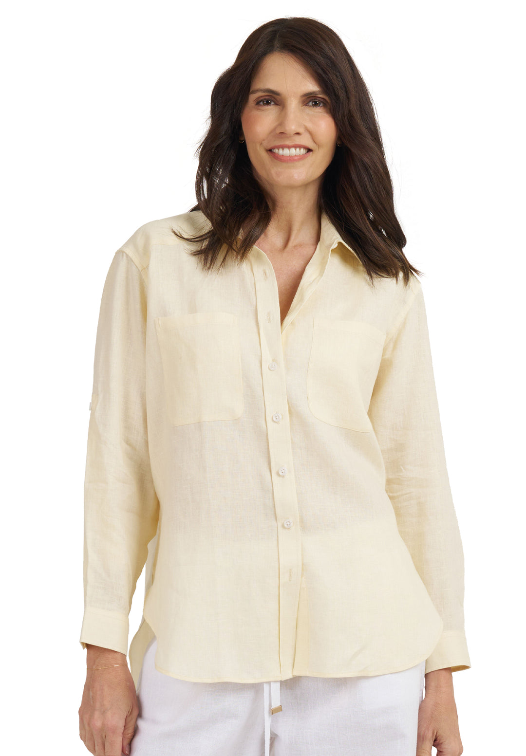 Luna Yellow Limoncello Oversized Linen Shirt with Pockets