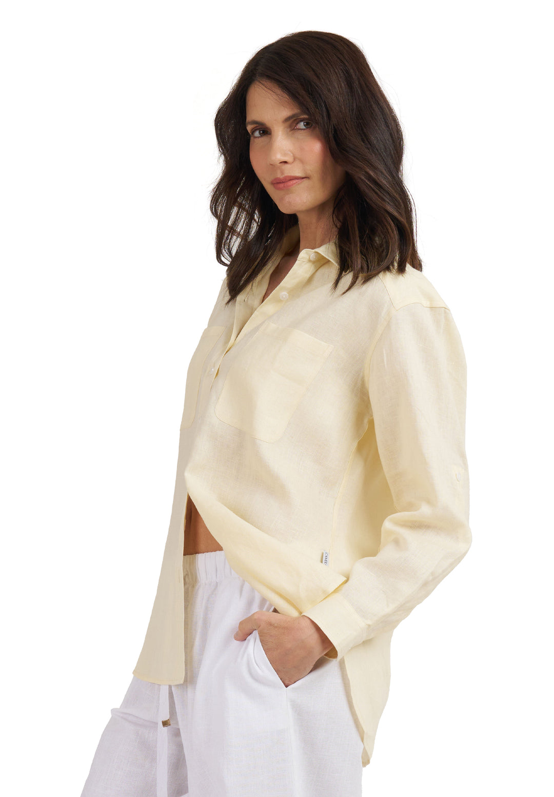 Luna Yellow Limoncello Oversized Linen Shirt with Pockets