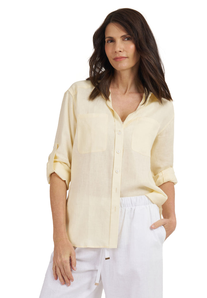 Luna Yellow Limoncello Oversized Linen Shirt with Pockets