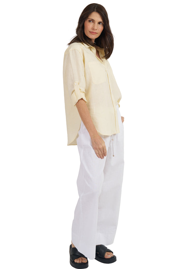 Luna Yellow Limoncello Oversized Linen Shirt with Pockets