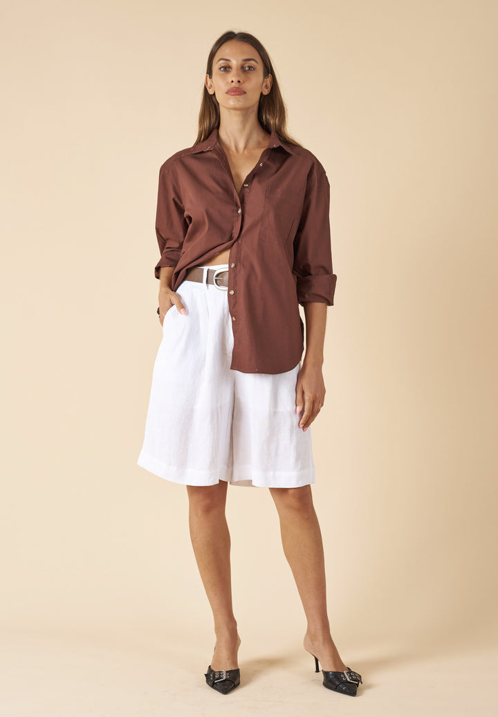 Poppy-Cotton Moka Oversized Cotton Shirt