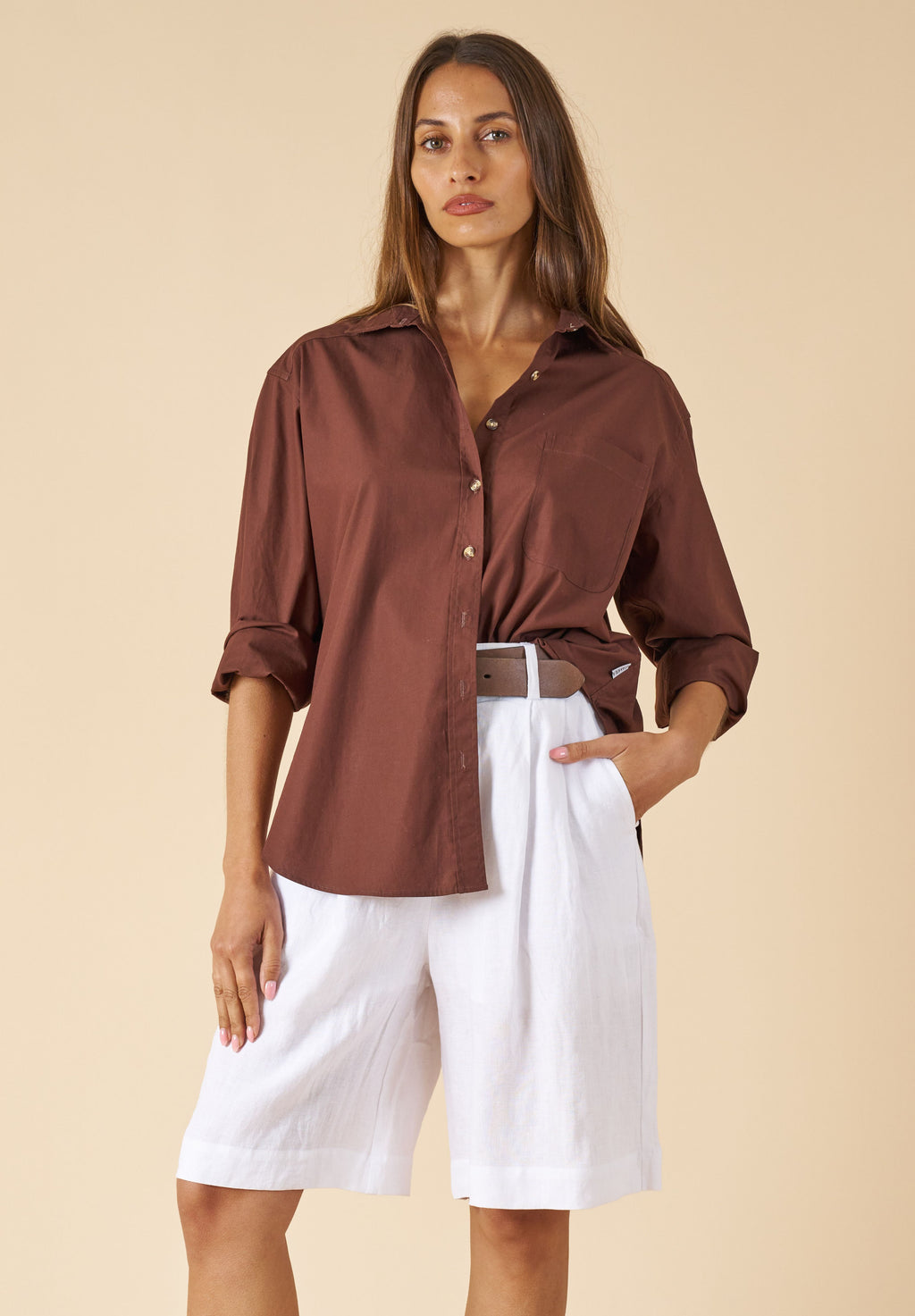 Bermuda White Linen Shorts