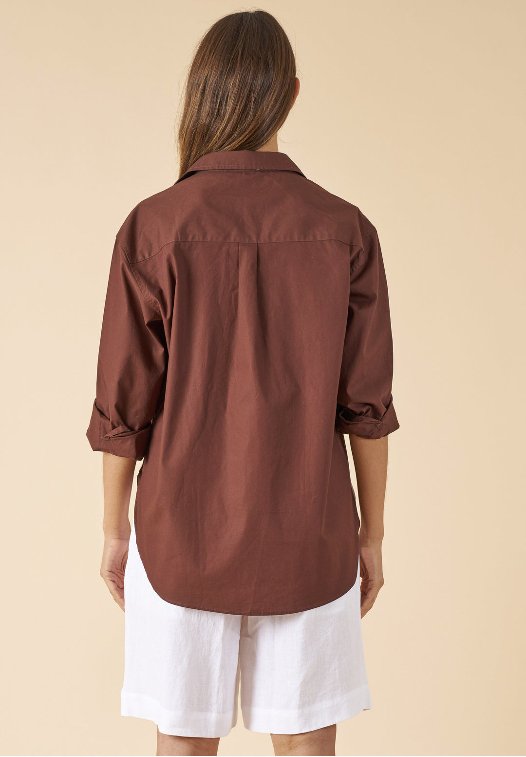 Poppy-Cotton Moka Oversized Cotton Shirt