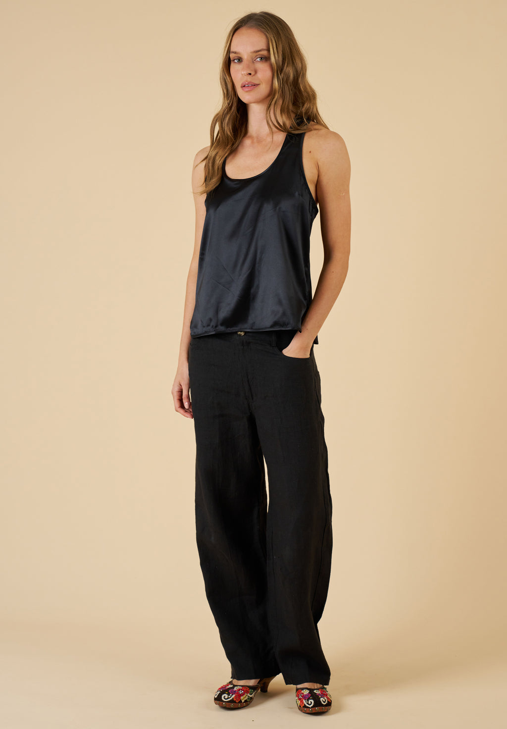 Aosta Black Linen Pants