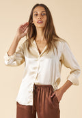 Satin-Silk Biscuit Classic Charmeuse Silk Shirt