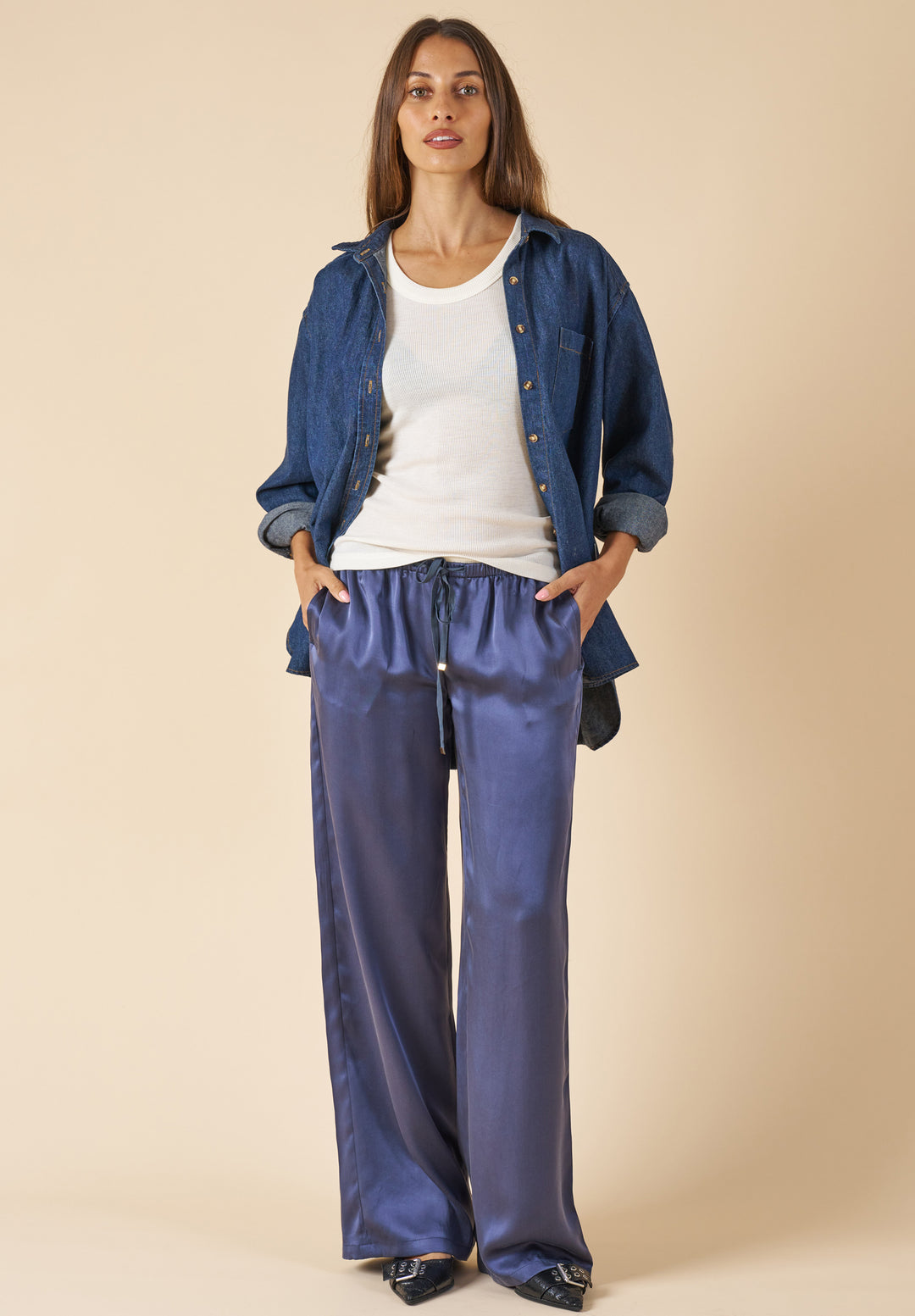 Lulu-Pants Avio Blue Silk