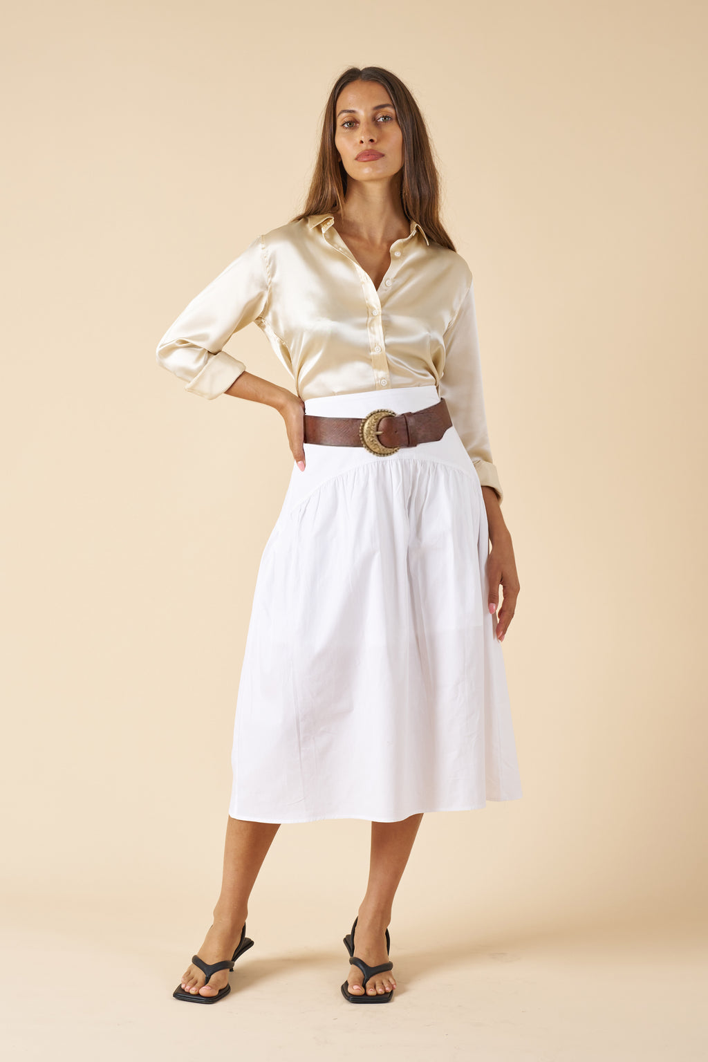 Mare White Cotton Skirt