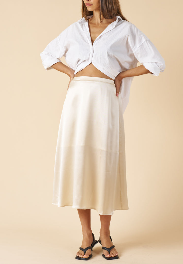 Maddie-Silk Biscuit Midi Silk Skirt
