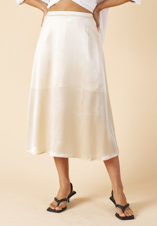 Maddie-Silk Biscuit Midi Silk Skirt
