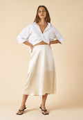 Maddie-Silk Biscuit Midi Silk Skirt