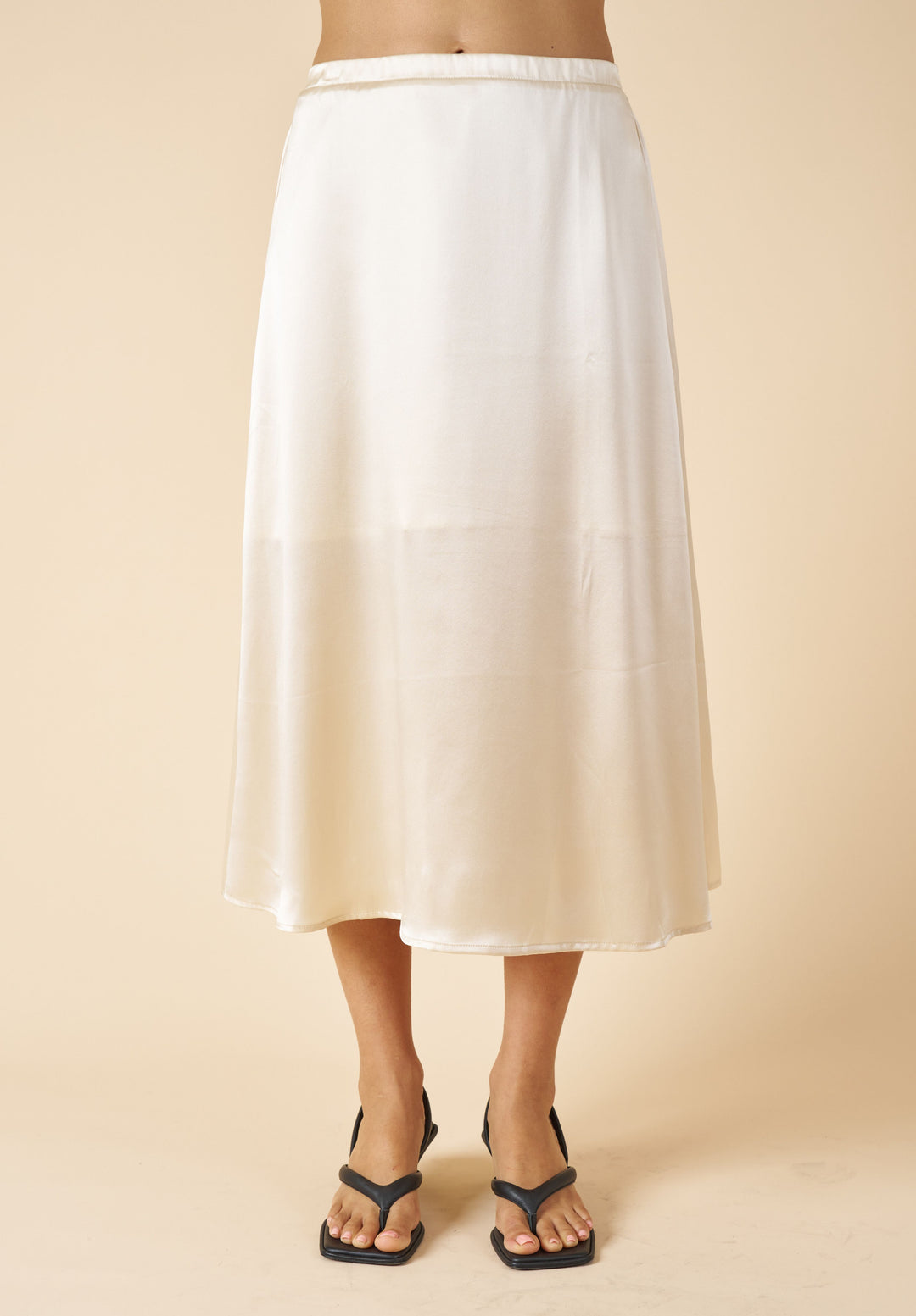 Maddie-Silk Biscuit Midi Silk Skirt