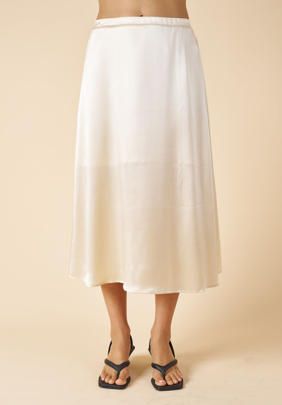 Maddie-Silk Biscuit Midi Silk Skirt