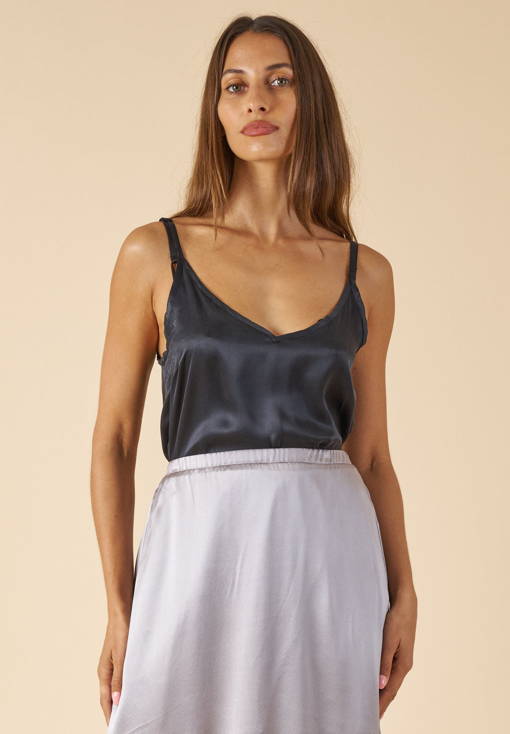 Cami-Silk Black 100% Satin Silk Camisole