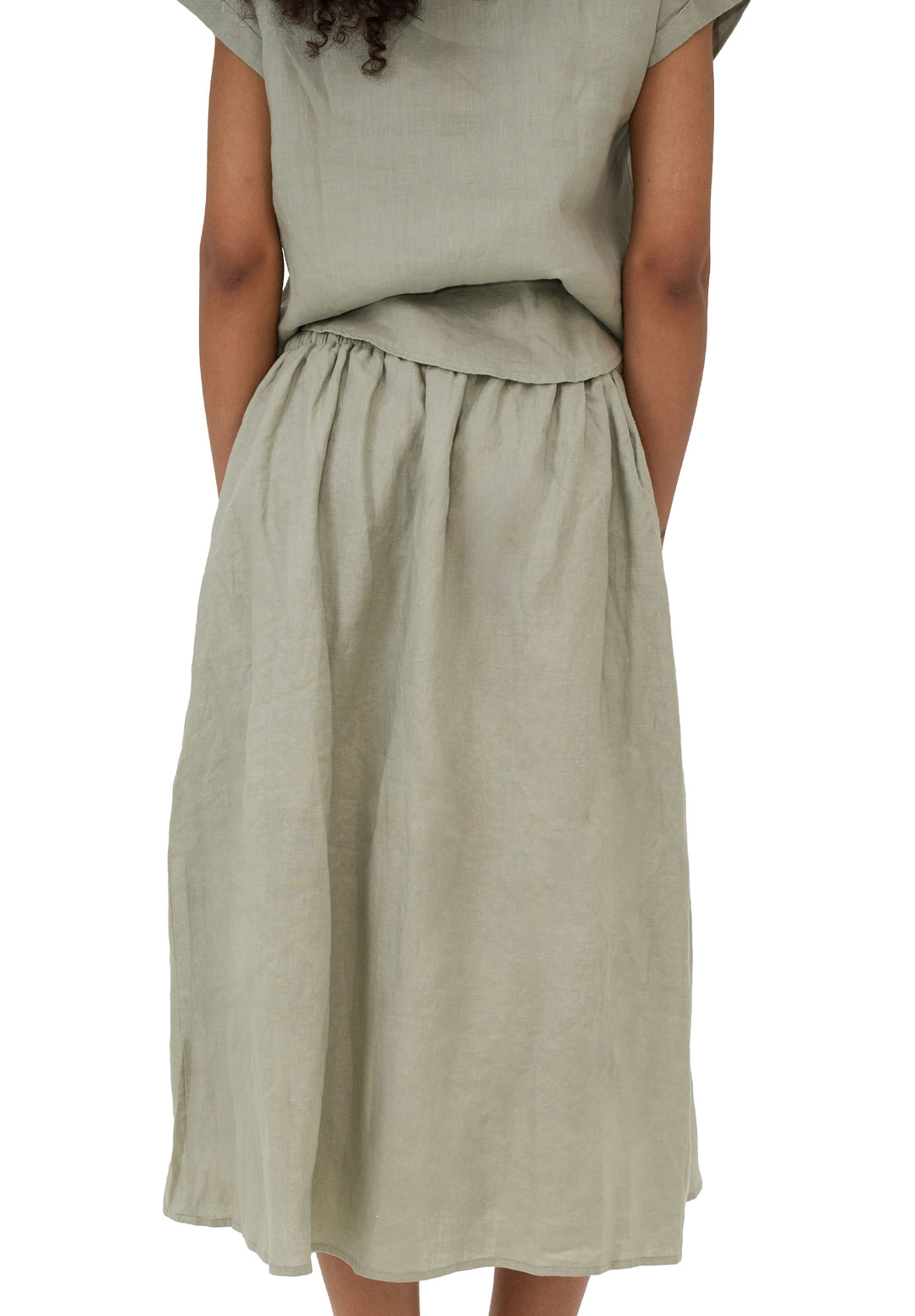 Maddie Sage Midi Linen Skirt