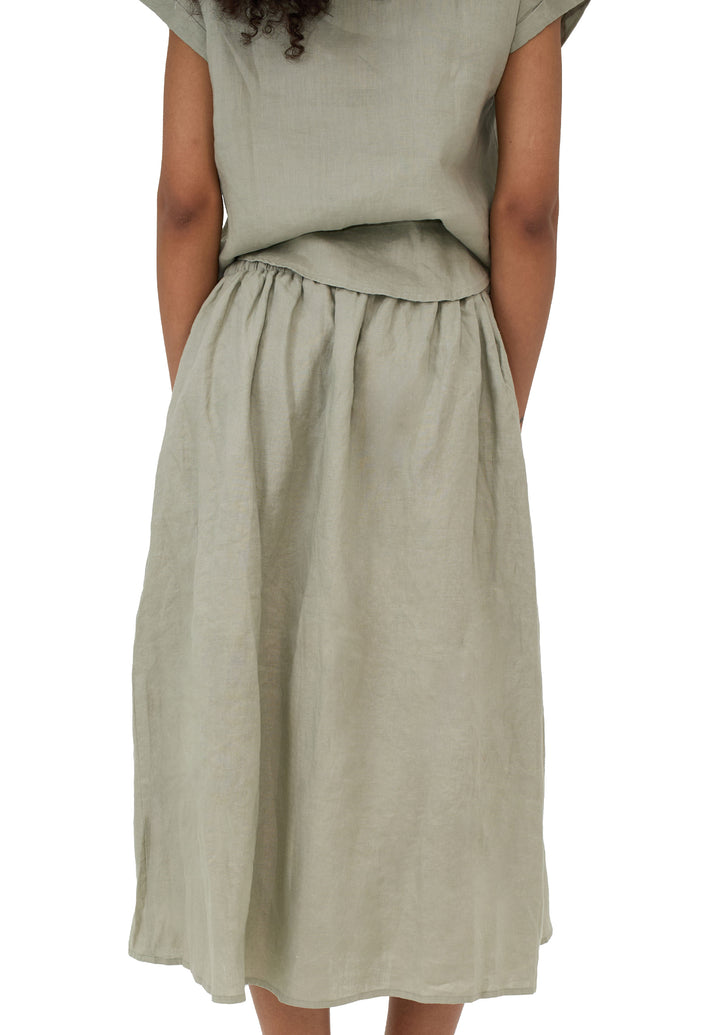 Maddie Sage Midi Linen Skirt