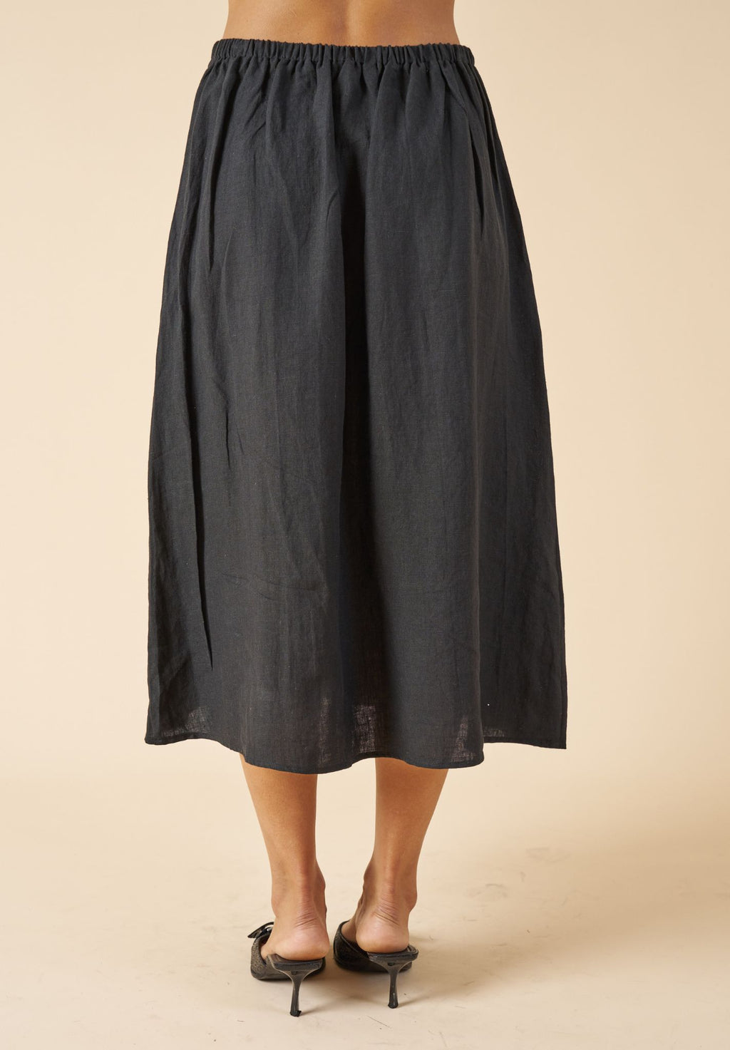 Maddie Black Midi Linen Skirt