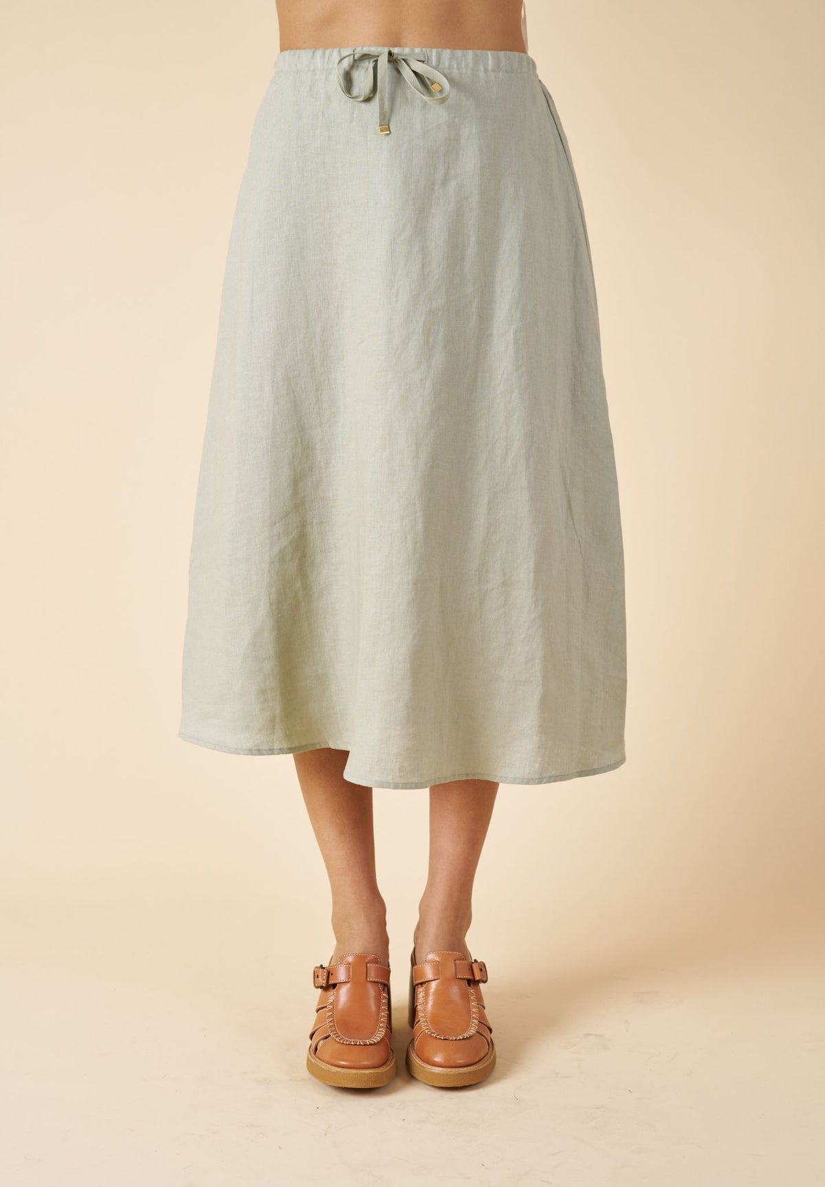 Maddie Sage Midi Linen Skirt