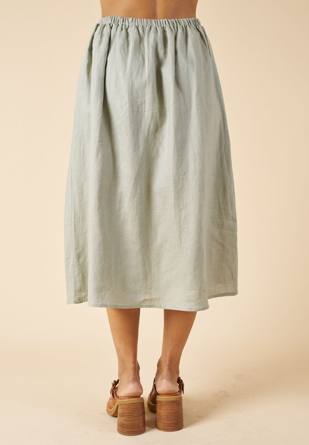 Maddie Sage Midi Linen Skirt