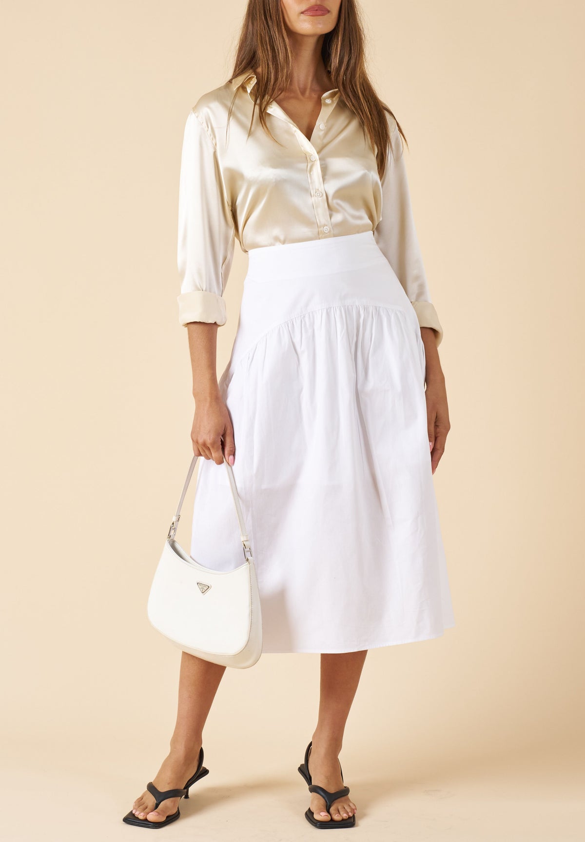 Satin-Silk Biscuit Classic Charmeuse Silk Shirt