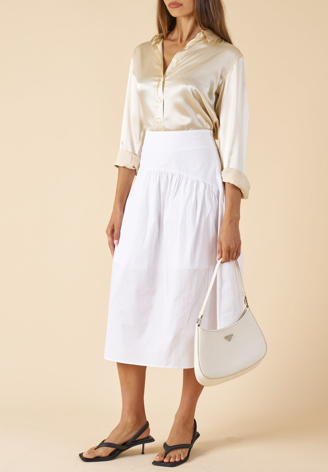 Mare White Cotton Skirt