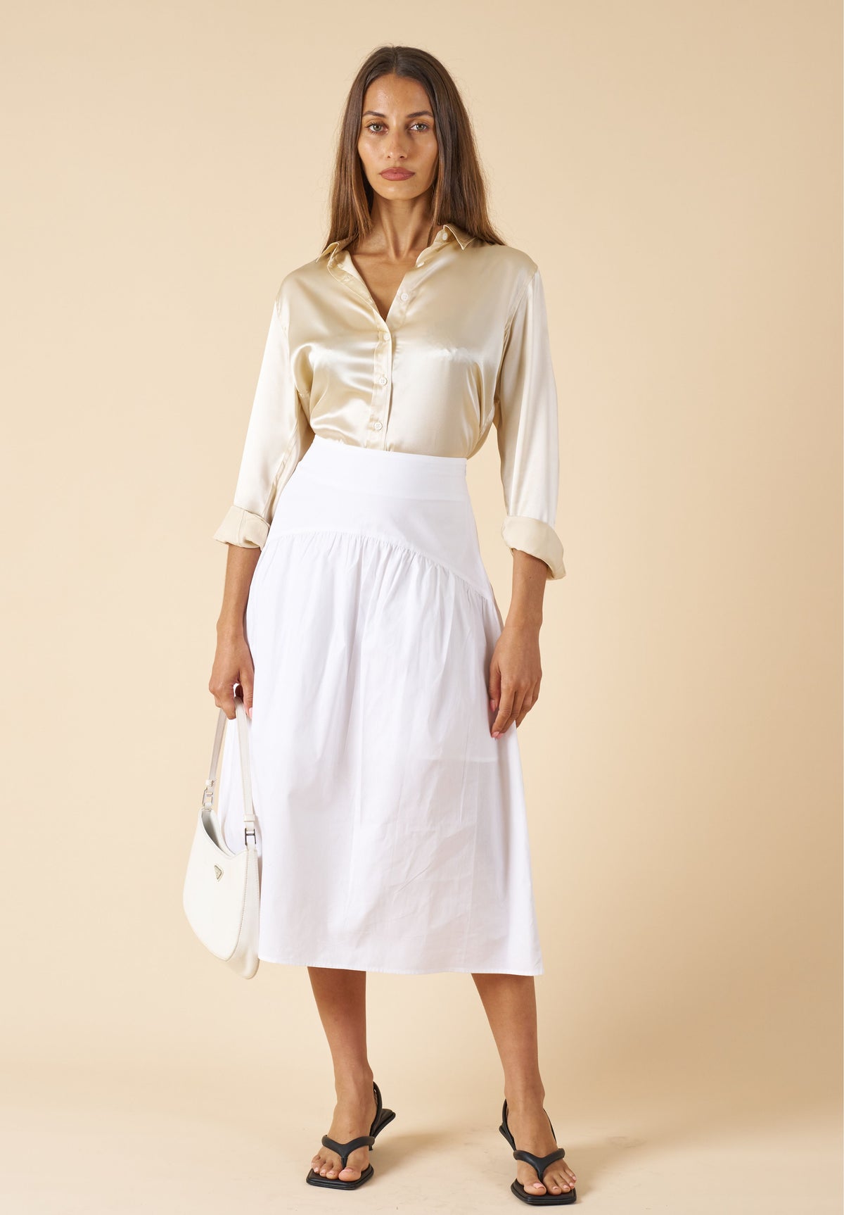 Satin-Silk Biscuit Classic Charmeuse Silk Shirt