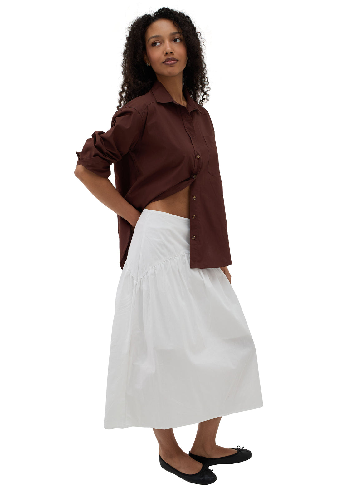 Mare White Cotton Skirt