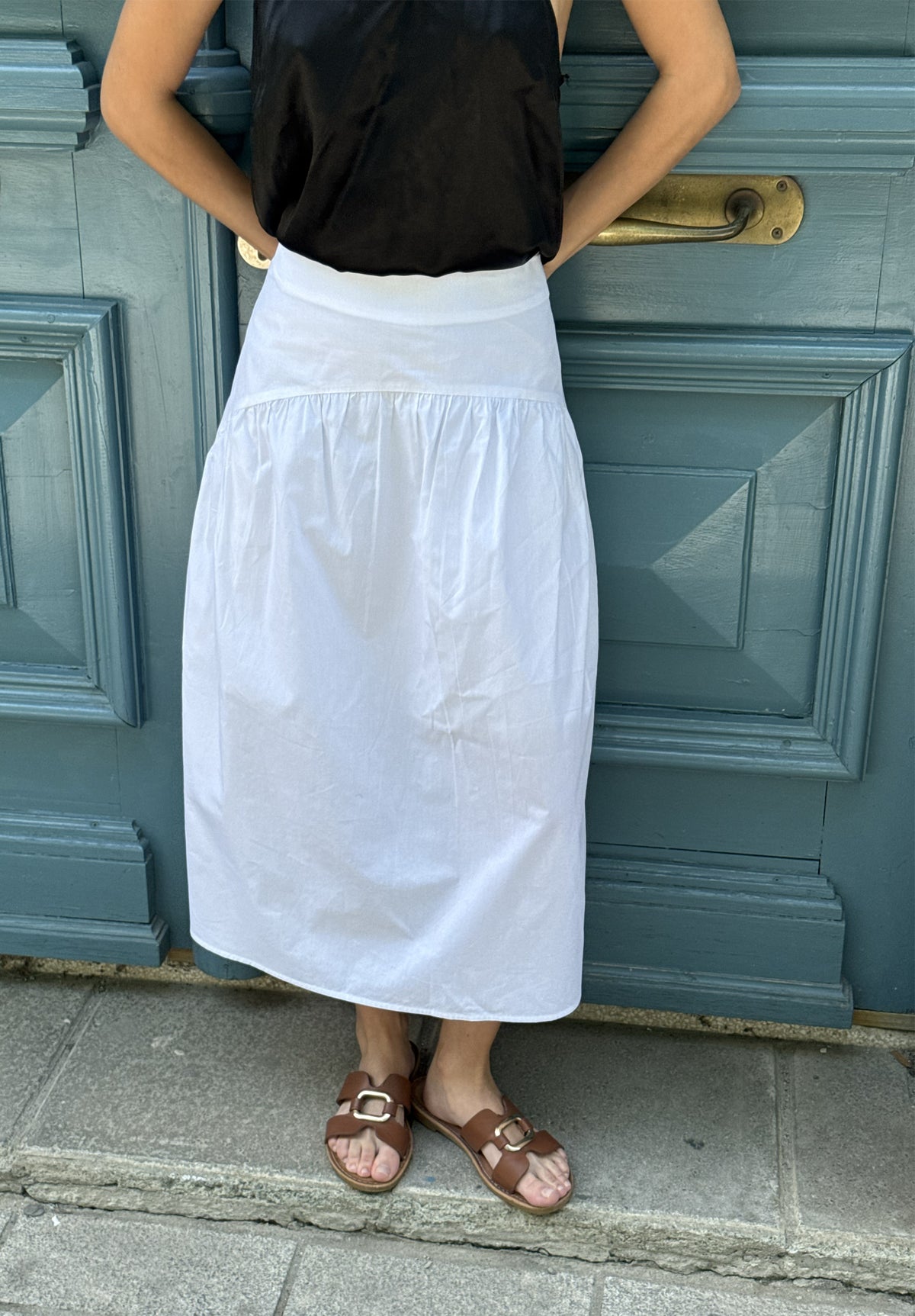 Mare White Cotton Skirt
