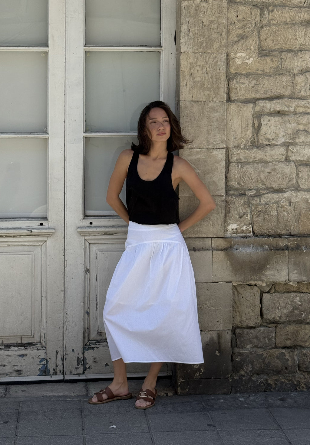 Mare White Cotton Skirt